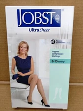 New Jobst 8-15 mmHg Compression Stockings Ultra Sheer Beige 9.5-11 Close Toe 