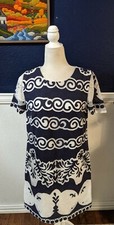 J. Crew Short Sleeve Shift Dress Ornate Lace Navy Blue Sz 8 Medium M $148