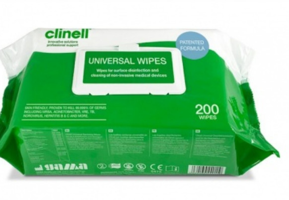 CLINELL WIPES ANTIBACTERIAL WET WIPES KILLS 99.9% OF GERMS 200 WIPES PER PACK