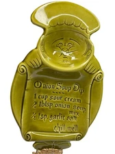 Vintage California Pottery Chef Figural Onion Soup Dip Chip and Dip Server Green