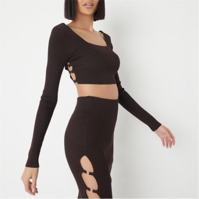 Missguided Rib Ring Cut Out Knit Crop Top
