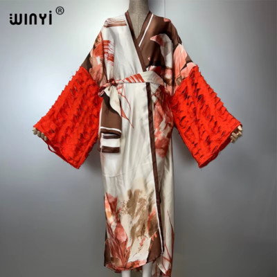 Kimono Fashion Maxi Dress Beach Wear Cover-Up Abaya Dubai Luxury Cardigan Beach 