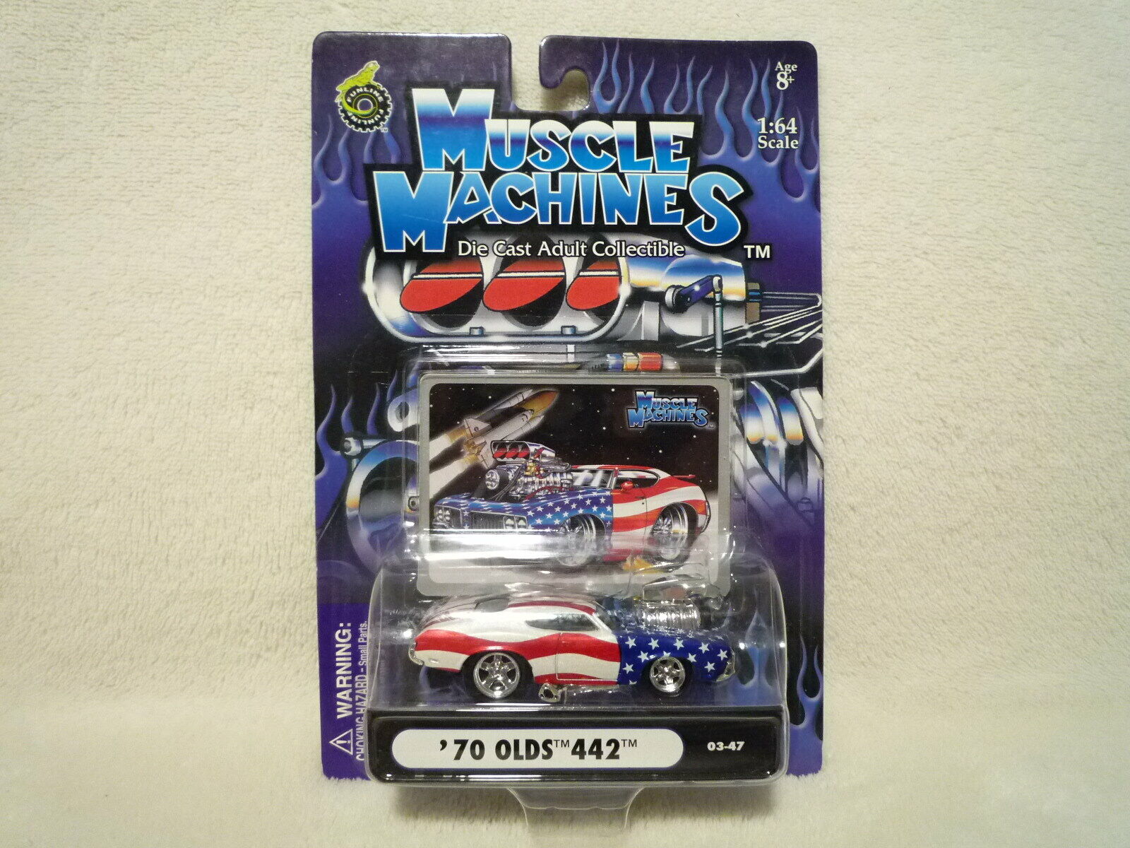 FUNLINE Muscle Machines '70 OLDS 442 Stars & Stripes USA Die-Cast Car ~ 2003