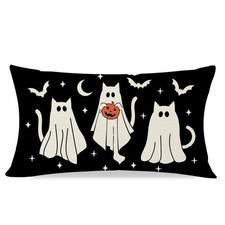 Halloween Throw Pillow Cover 12x20 Cute Ghost Cat