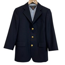 Tommy Hilfiger Boys' Worsted Wool Blazer Navy Blue Gold Buttons Size 12R