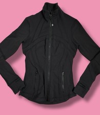 Lululemon Forme Jacket Size 4 Black Luon Zip Up Fitted Stretch Thumb Holes