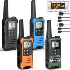 4 PACK Long Range Walkie Talkie 100 Mile Two Way Radio Charge Headset Waterproof