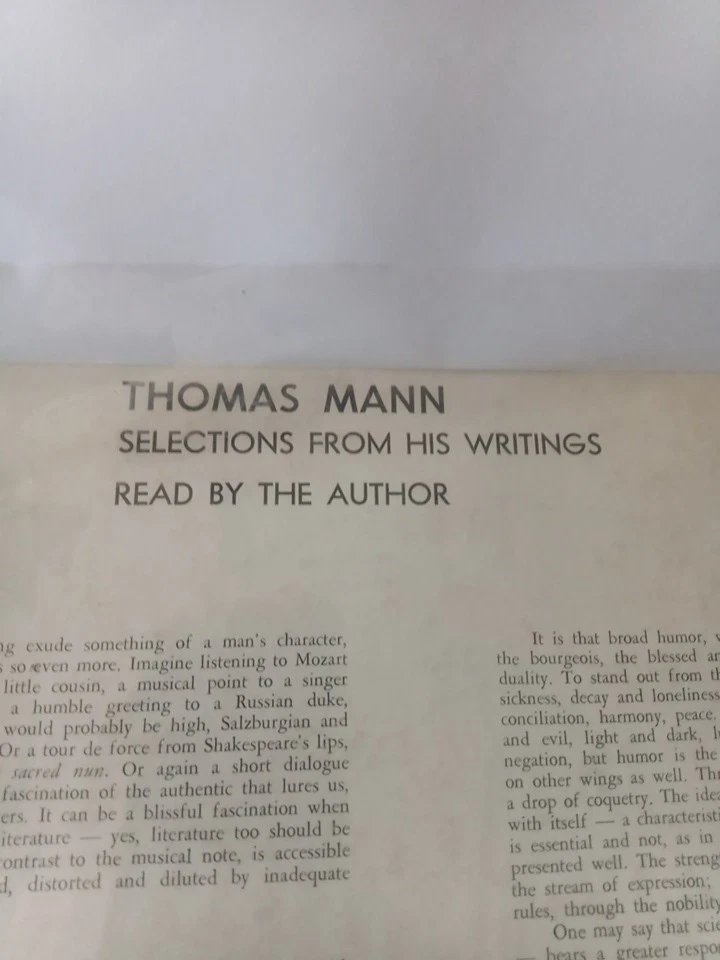 THOMAS MANN Selections From His Writings Read By The Author In German / 1st 1952 - Image 4 of 4