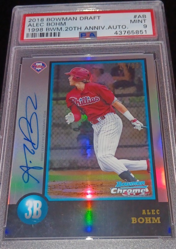 2018 Bowman Draft - Bowman Chrome 20th Anniv. Autos Alec Bohm. #AB PSA 9 MINT
