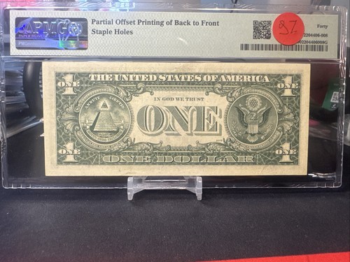 š 1974 $1 Federal Reserve Note ( ATLANTA ) Offset Printing Error - PMG 40 - Picture 4 of 7