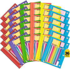 36 Pack Pencil Pouch for 3 Ring Binder, Zipper Pencil Pouch Bulk in 6 Color