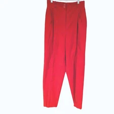 Smart Parts Womens Red Corduroy Pleated High Waisted Pants Vintage 80s