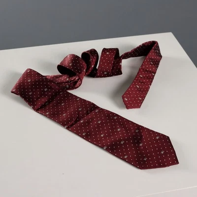 Burberry Bordeaux Krawatte Reine Seide Pois England Second Hand Originell - Bild 1 von 4