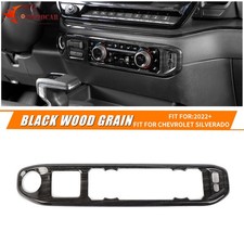 Black Wood Center Console Air Conditioner Control Covers For Chevy Silverado 22