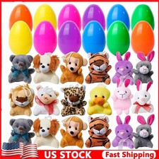 12PCS Filled Easter Eggs with Plush Animal Toys Inside, Prefilled Easter Eggs...
