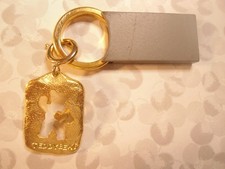 1 Goldplated Teddy Bear Gray Metal Key Ring With Spring Key Ring
