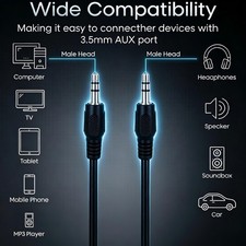 3.5mm Cable Male to Male Stereo Audio Speaker iPad PC Car Auxiliary AUX 1m