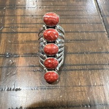 vintage navajo sterling silver spiny oyster ring size 8 signed T Yazzie