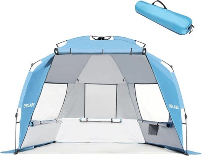 Golabs BT1 Pop up Beach Tent Sun Shelter for 3-Person, 1-Minute Setup by Pre-Att