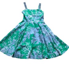 Tuckernuck Size XS Green Floral Low Back Pinafore Fit and Flare Mini Sundress