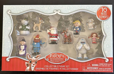 NEW 2021 Rudolph Red Nose Reindeer 10pc Christmas Figure Set Bumble Santa Hermey
