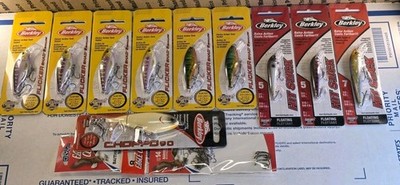 Berkley Fishing Lure Lot - 10-Count Berkley Lures + Eagle Claw Hooks & Swivels.