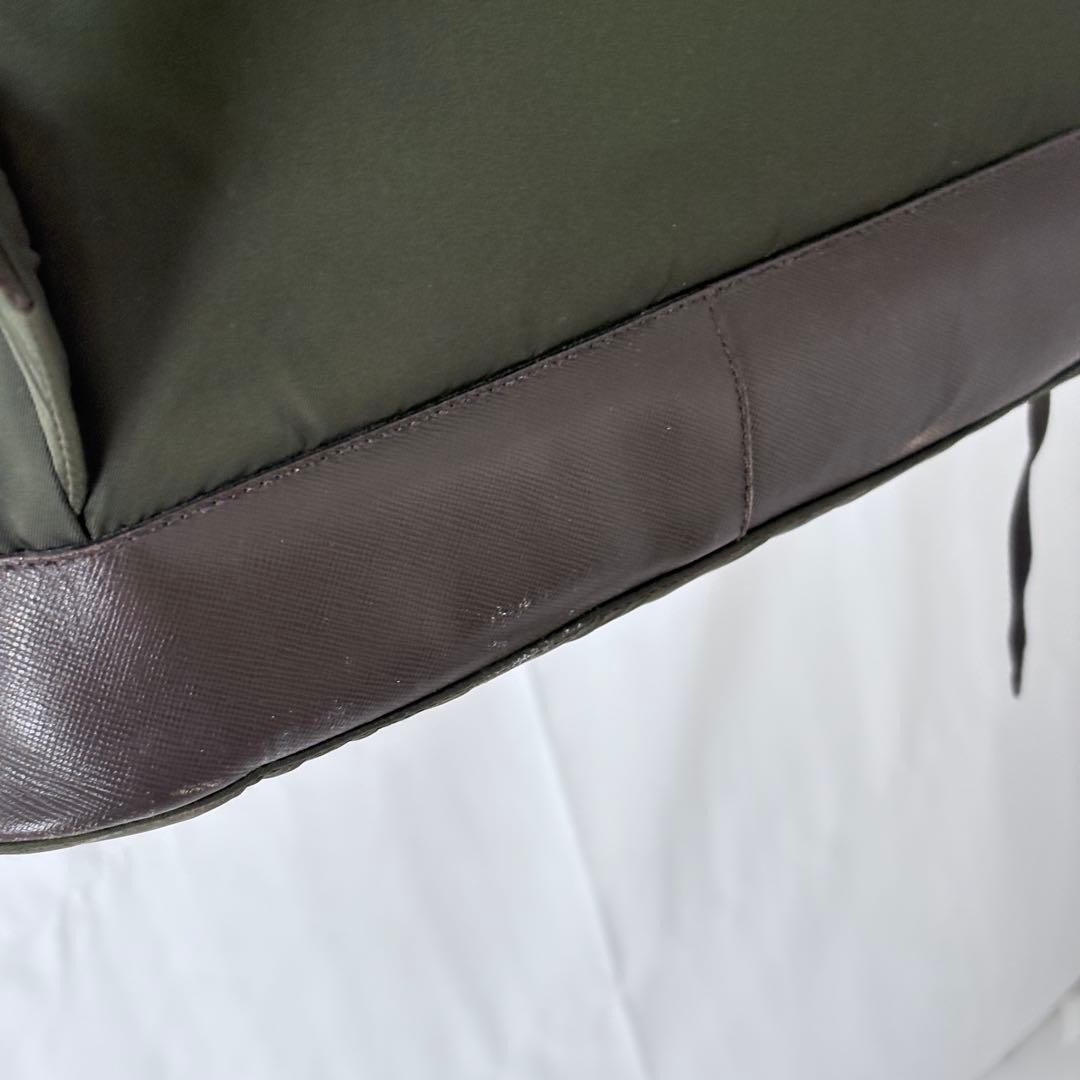 PRADA Nylon Backpack Khaki Green Vintage Authentic Logo Leather Piping thumbnail 13