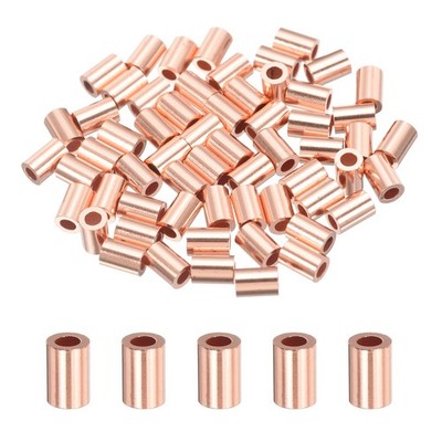 5/64'' (1.8mm) Wire Rope Stop Sleeve, 60 Pcs Copper Crimping Loops Sleeve