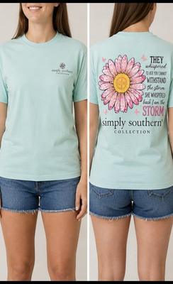 #ad #ad Simply Southern Daisy Graphic T Shirt Women’s XXL Mint Green Short Sleeve Tee $17.99