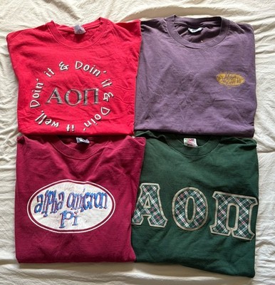 Vintage 90 s Alpha Omicron Pi Sorority Tees USA Y2K Long Sleeve Tees x4