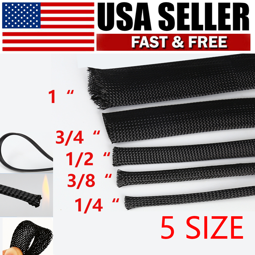 Black Expandable Wire Cable Sleeve Nylon Braided Wire Cable Tubing Cord