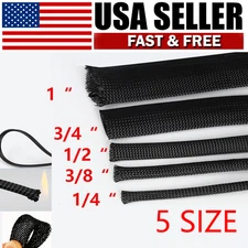 Black Expandable Wire Cable Sleeve Nylon Braided Wire Cable Tubing Cord