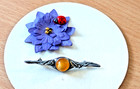 VINTAGE  ART NOUVEAU Sterling Silver " YELLOW AMBER"  Brooch