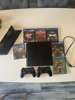 PlayStation 4 Slim Bundle w/ Power Chord, 2 Controllers,Charging Stand & 6 Games