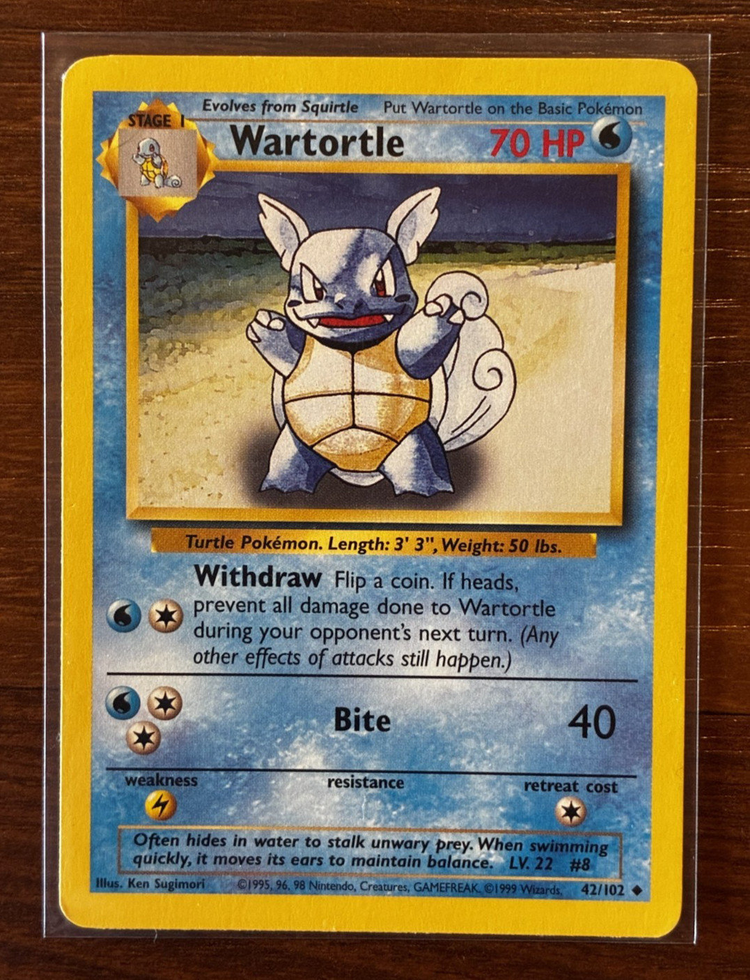 Wartortle 042/102 Base Set (Shadowless) Regular- Pokemon