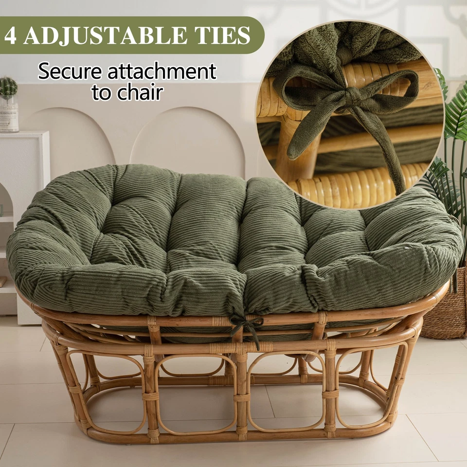 Cojín Doble Papasan 67"x47" Pana Mechón Profundo Felpa Alto Rebote con Corbatas Foto 4 de 4