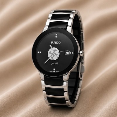Rado Jubilé Quartz Black Dial Diamond Markers Date Scratch-Resistant Bracelet