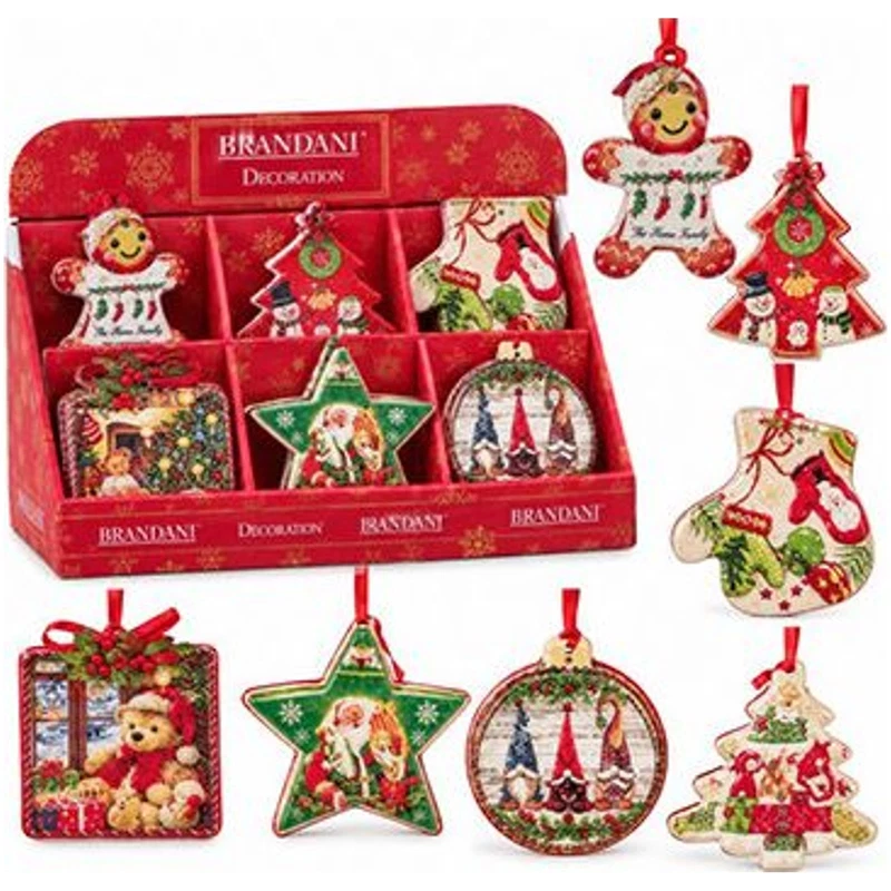 Sottobicchiere Natale Christmas Ceramica Sughero BRANDANI Mini Decori Assortiti