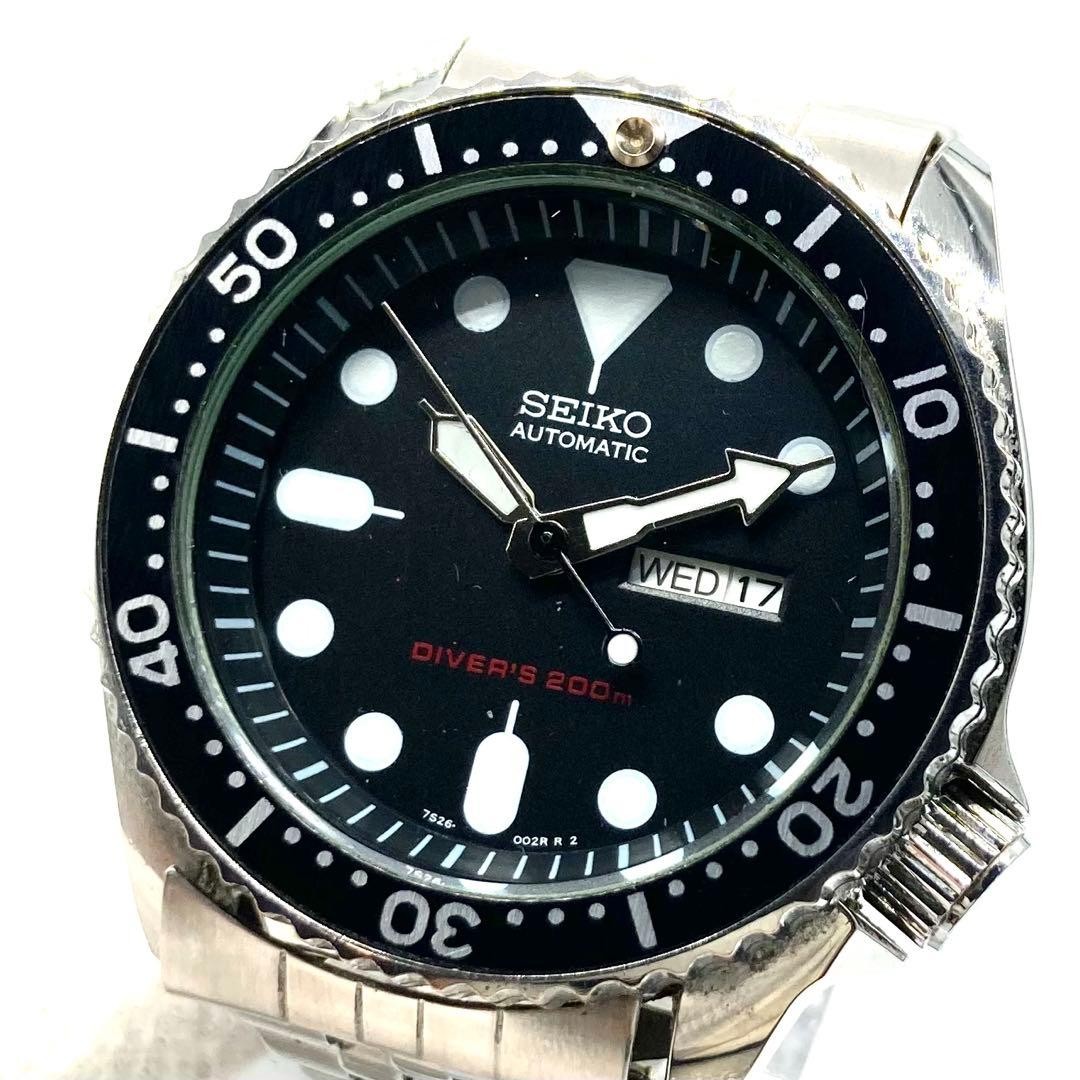 Seiko Diver Watch 4R36 D4Y0 Quartz 200m Black Dial Mens Japan