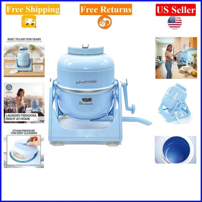 #ad WonderWash Blue Compact Hand Powered Washer 5lb Capacity Retro Design $155.44