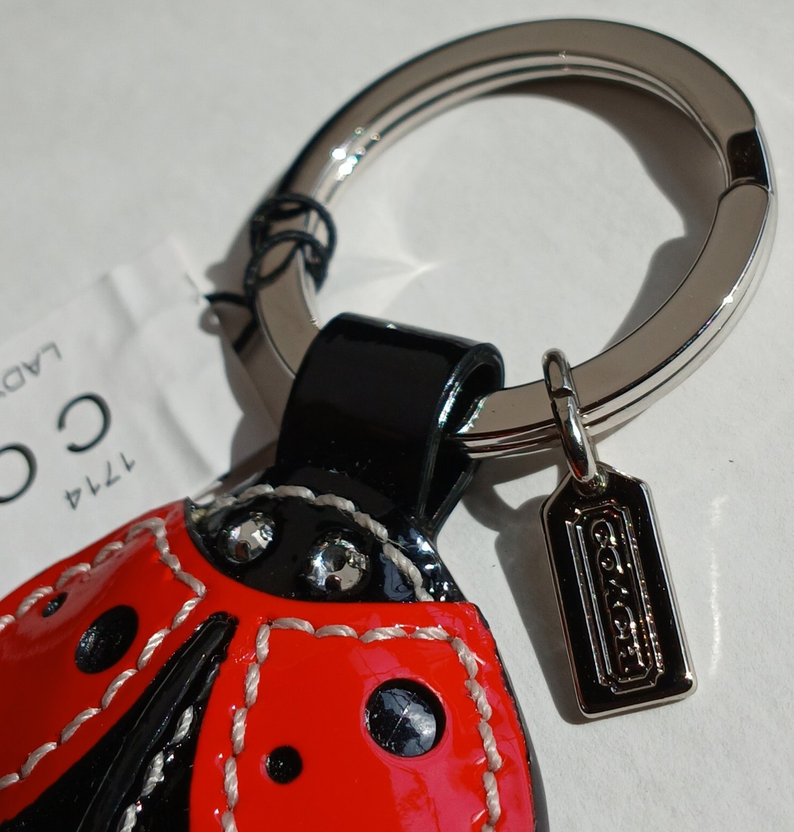 NWT Vintage Coach Ladybug Leather Keychain Purse Bag Charm Rare