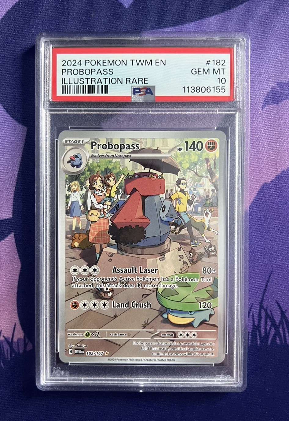 2024 POKEMON TWM EN-TWILIGHT MASQUERADE ILLUSTRATION RARE #182 PROBOPASS PSA 10