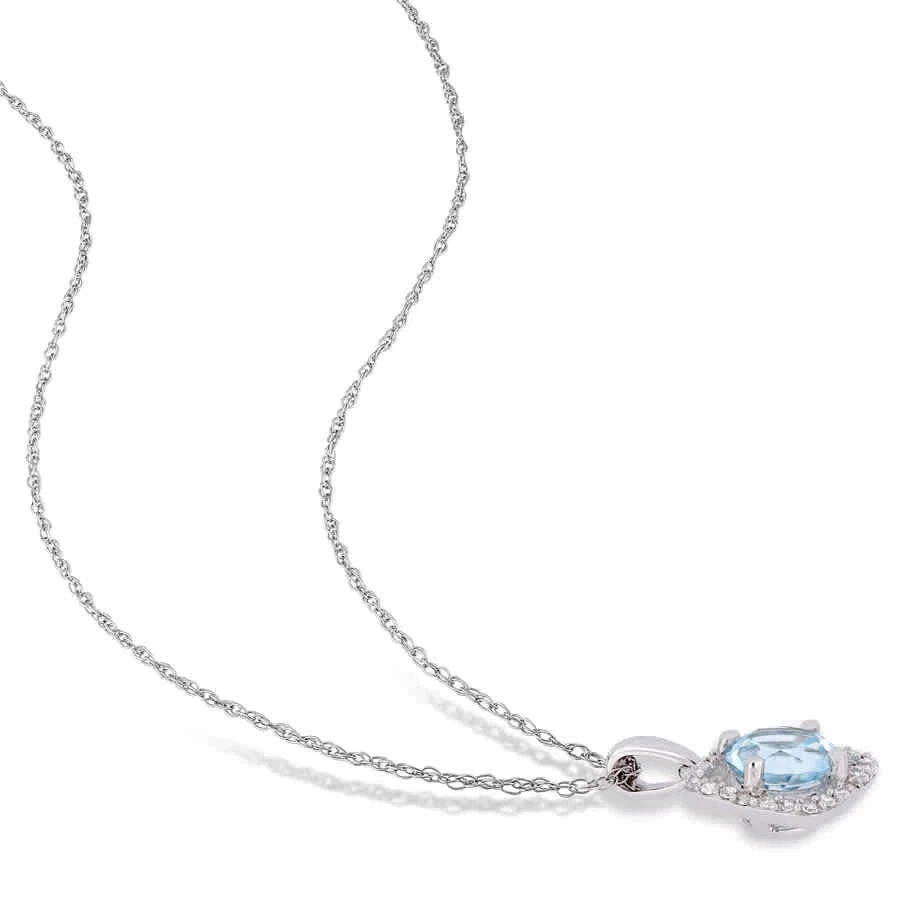 AMOUR 2-piece Set Of 2 CT TGW Sky Blue Topaz and 1/6 CT TW Diamond Square Halo - Image 3 of 4