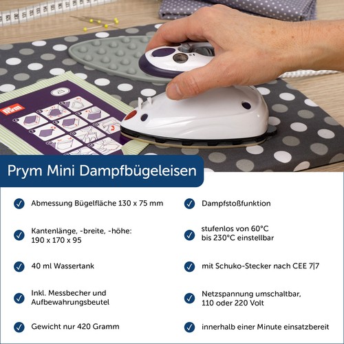 Set Prym Mini Ferro da Stiro + Semplix Ripiano in Silicone Turchese Stirare a Vapore Ferro da Stiro a Vapore - Foto 2 di 6