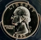 1955-P Mirror-like Gem Proof 90% Silver Washington Quarter ~ Low Mintage of 378k