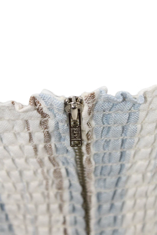 Reformation Womens Cotton Sweetheart Neckline Zip Stripe Dress White Size 0 - Image 4 of 4