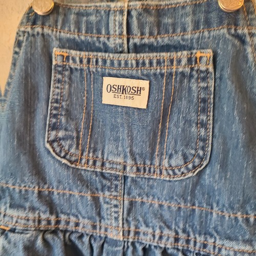 Salopette vintage OshKosh rare étiquette blanche enfant 4T denim jeans jambes à pression - Photo 2/8