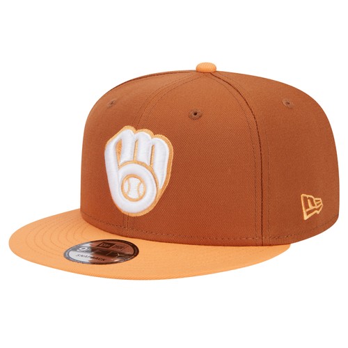 Men's New Era Brown Milwaukee Brewers Spring Color Two-Tone 9FIFTY Snapback Hat - 第 1/6 張圖片