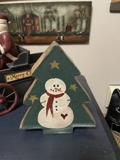 David Harden David  s Original Hand Painted Folk Art Snowman Tree Cardboard Box