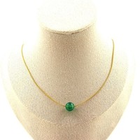 Mineralien Und Edelsteine. Halskette 1 Perle Achat GrüN 8 Mm Kette Aus Edelstahl